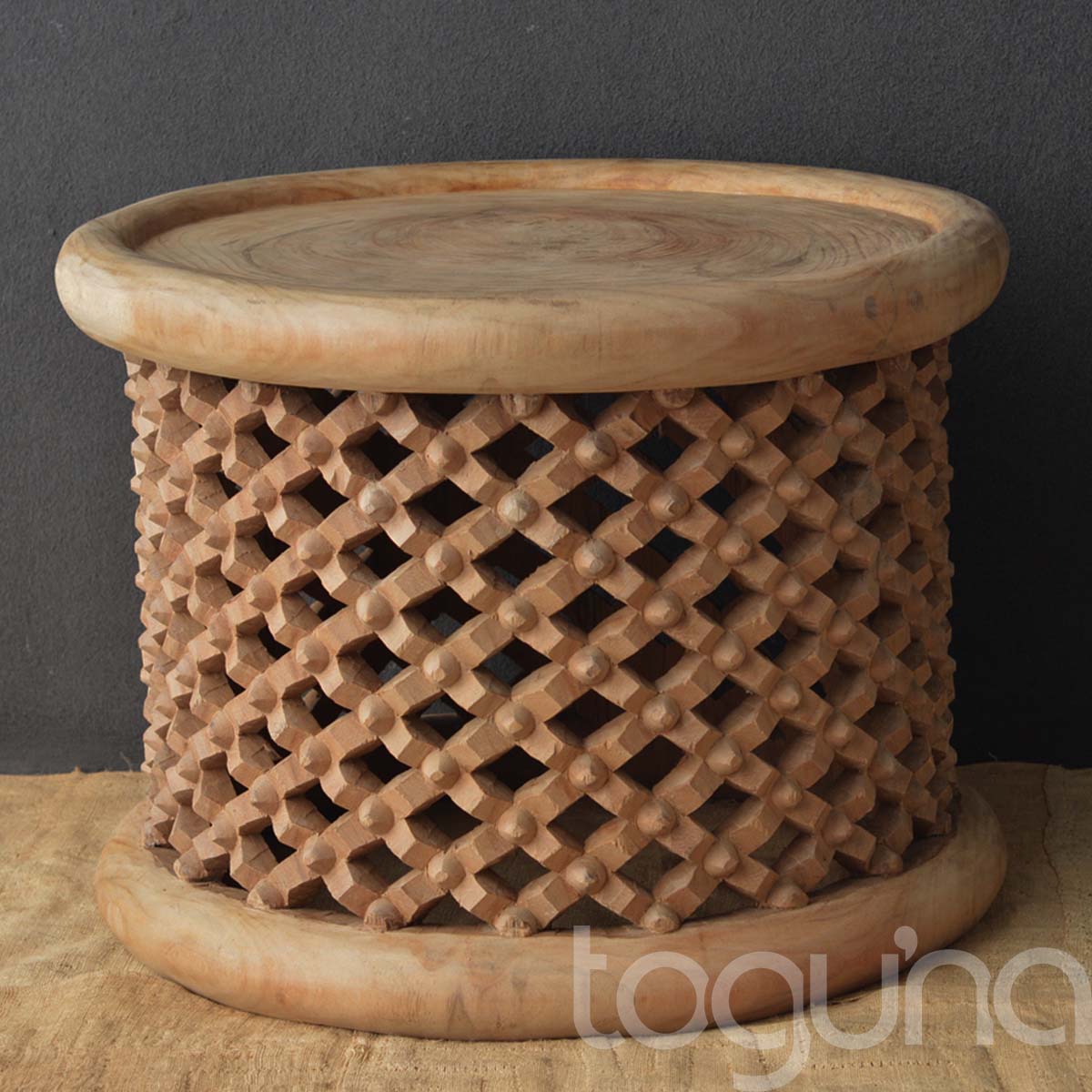 BAMILEKE STOOL/SIDE-TABLE (CAMEROON) 70D 43H NATURAL