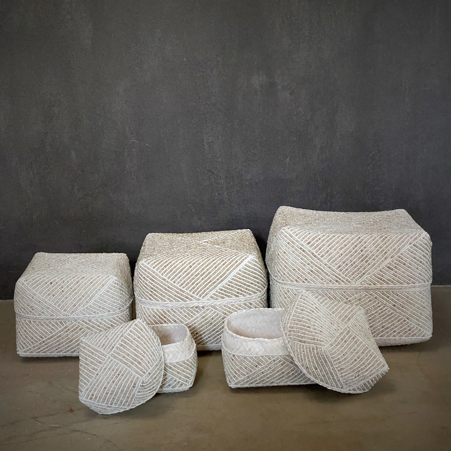 BEADED BOX (INDONESIA) SET 3 20L 20W 17H ASST