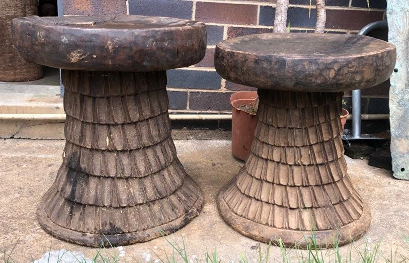 STOOL/SIDE-TABLE (CAMEROON) 45D 50H DARK