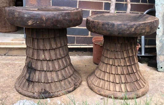 STOOL/SIDE-TABLE (CAMEROON) 45D 50H DARK