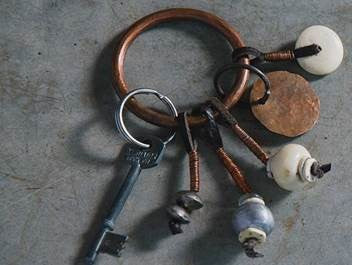 KEYRING COPPER+BEADS+LEATHER (SOUTH AFRICA)