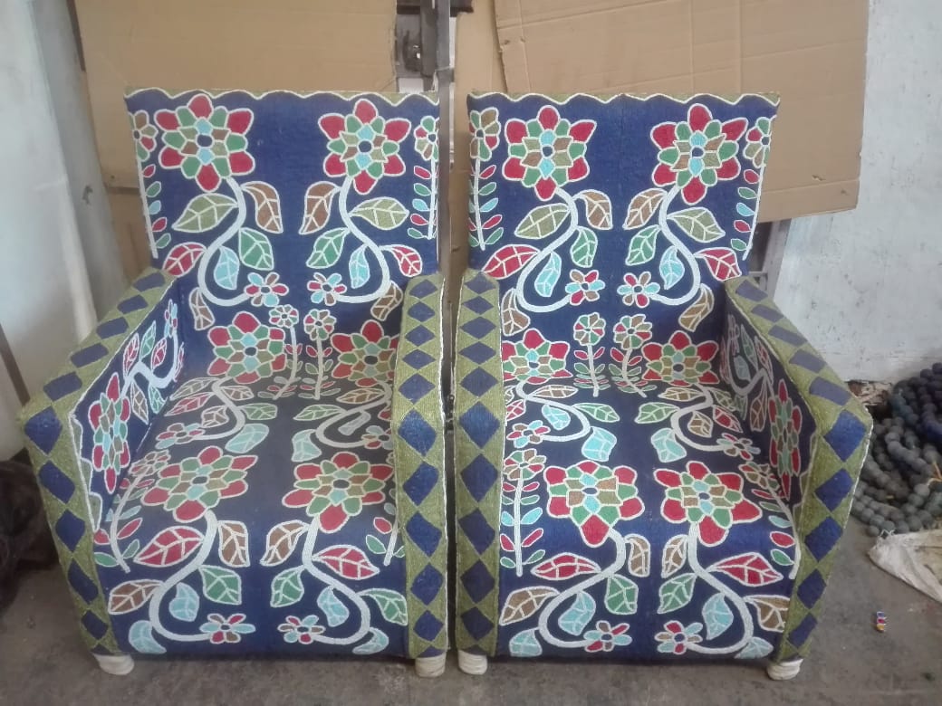 YORUBA ARMCHAIR (NIGERIA) 63L 63W 94H BEADED 1/2