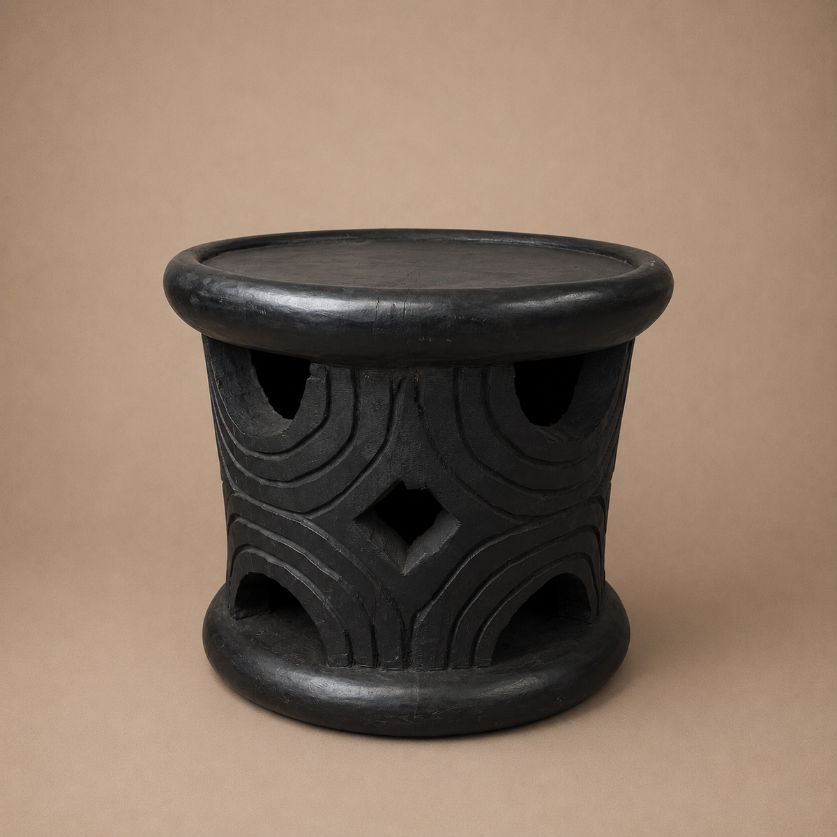 STOOL/SIDE-TABLE (CAMEROON) 45D 43H DARK
