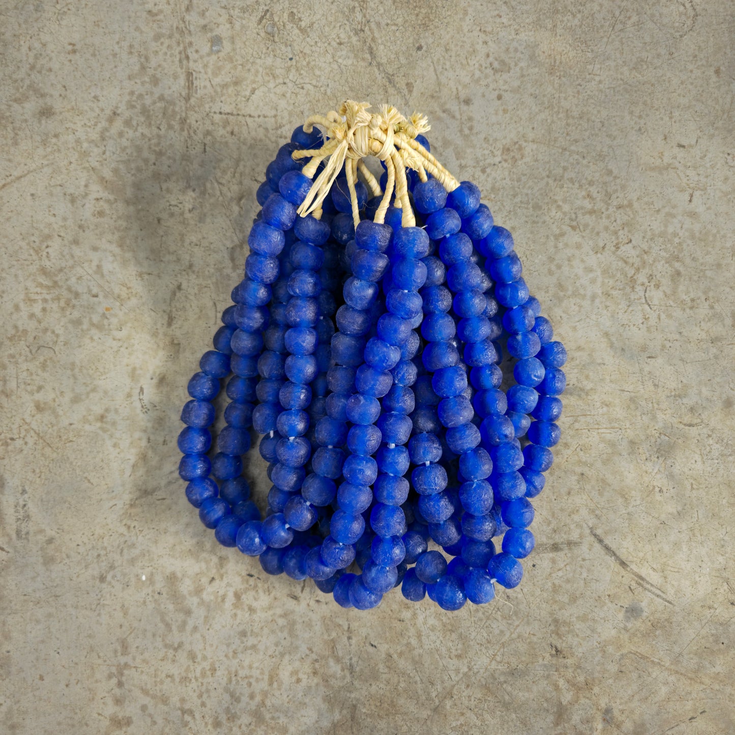 RECYCLED GLASS BEAD (GHANA) LRG BLUE