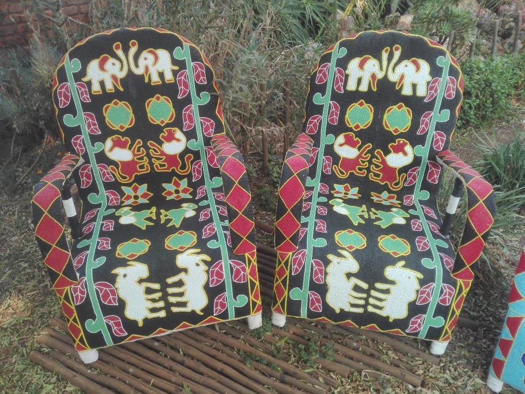 YORUBA ARMCHAIR (NIGERIA) 63L 63W 94H BEADED 1/2