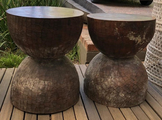 STOOL/SIDE-TABLE (CAMEROON) 48D 60H DARK