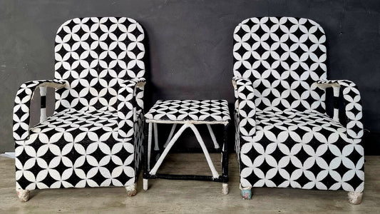 YORUBA CHAIRS+TABLE (NIGERIA) BEADED SET