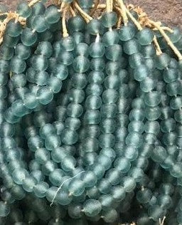 RECYCLED GLASS BEAD (GHANA) LRG SEA