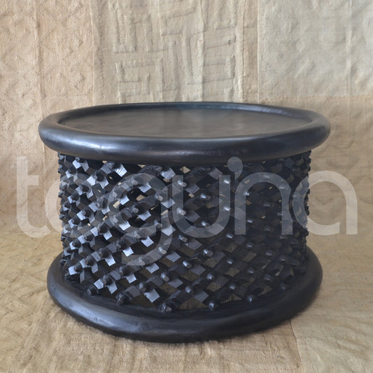 BAMILEKE STOOL/SIDE-TABLE (CAMEROON) 90D 43H DARK