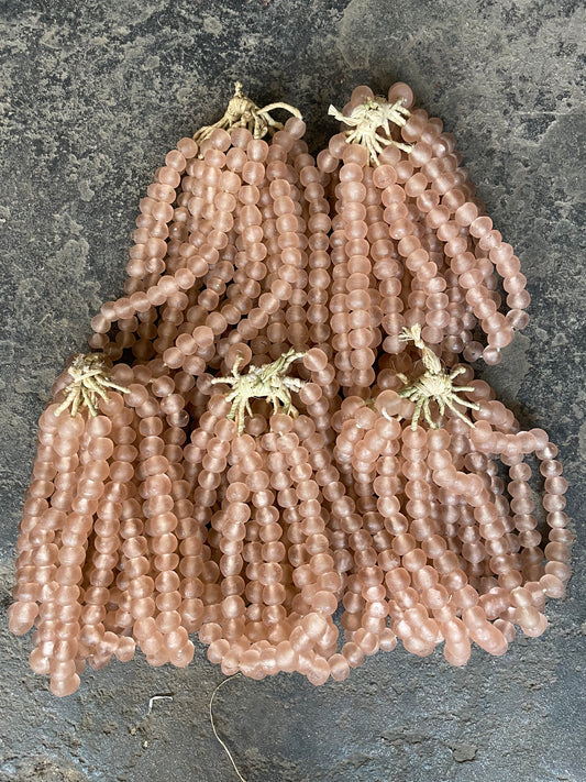 RECYCLED GLASS BEAD (GHANA) LRG PKT BLUSH PINK