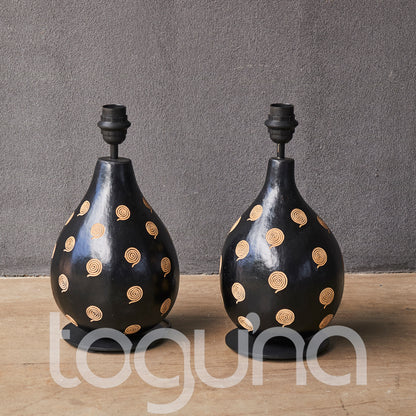 ENGRAVED CALABASH LAMP PAIR R