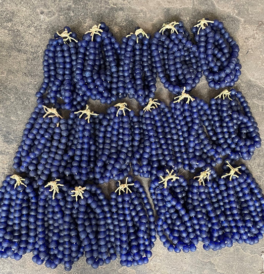 RECYCLED GLASS BEAD (GHANA) XL BLUE