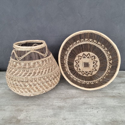 TONGA BASKET DBL WEAVE (ZAMBIA) CONTAINER 55D 40H